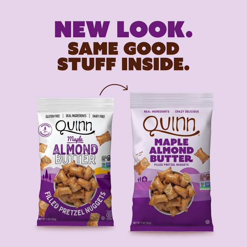 Quinn Gluten Free Maple Almond Butter Filled Pretzel Nuggets - Made with Real Ingredients, Whole Grain Sorghum, Sea Salt, Vegan, Dairy Free, Non-GMO - 5 Oz (Pack of 4) - Image 2